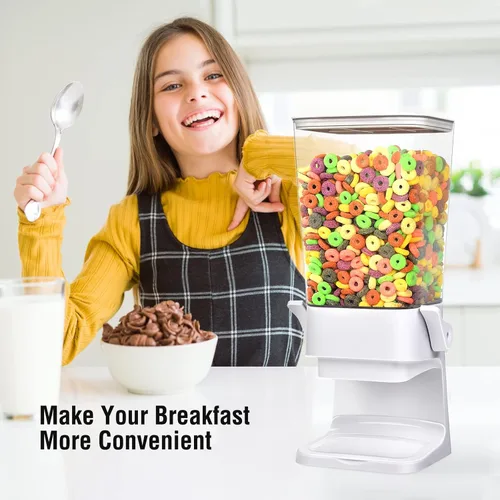 Vista 2 de Dispensador de cereales para encimera, contenedores grandes de almacenamiento de cereales, dispensador para despensa, dispensador de alimentos secos