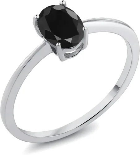 Vista 38 de Gem Stone King Anillo de compromiso solitario con piedra preciosa de oro blanco de 10 quilates, ovalado, 0.27 x 0.19 pulgadas, anillo de promesa