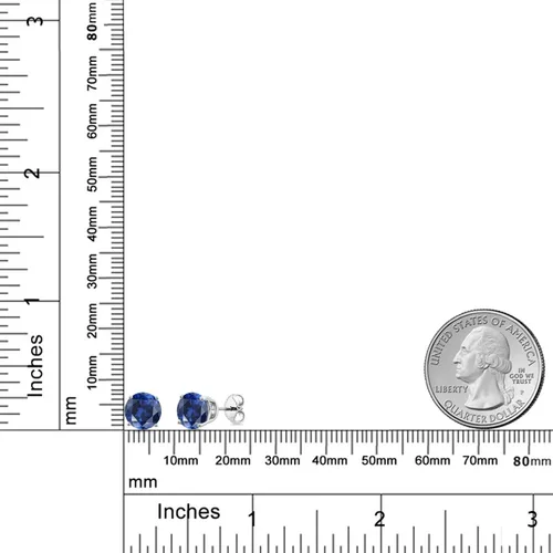 Vista 152 de Gem Stone King Aretes de plata de ley 925 con piedra natal redonda de 0.276 in para mujer