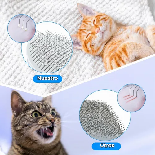 Vista 4 de Cepillo de gato para desprendimiento, cepillo autolimpiante para gatos de Azul