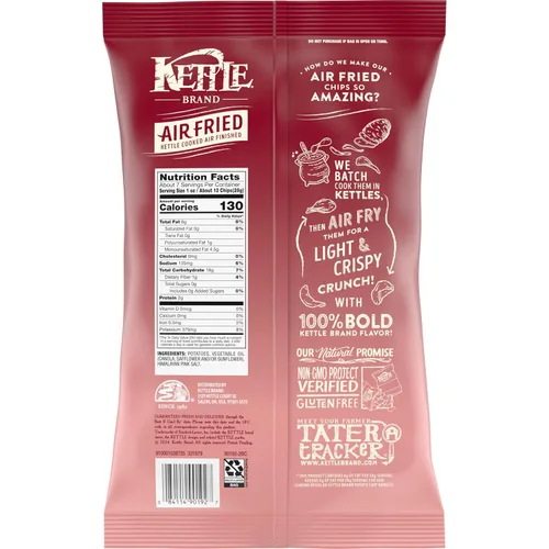 Vista 3 de Kettle Brand Papas fritas con sal del Himalaya, fritas al aire, bolsa de 6.5 onzas, (paquete de 2)