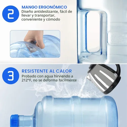 Vista 5 de Didiseaon Botella de agua de 5 litros con tapa de rosca, botella de agua mineral portátil para deportes al aire libre, viajes, camping, jarra