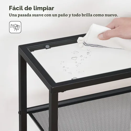 Vista 6 de HOOBRO Mesa consola estrecha de 29.5 pulgadas, mesa de sofá de vidrio Negro