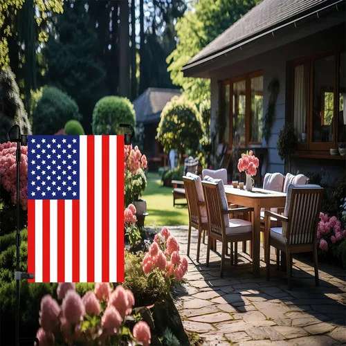 Vista 2 de Soporte para asta de bandera de jardín, banderas de jardín para exteriores con tapón de bandera y clip, pintura impermeable con recubrimiento