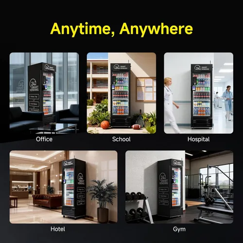Vista 13 de Máquina expendedora, máquina expendedora refrigerada inteligente con lector de tarjeta táctil US360 (Negro, Mini)