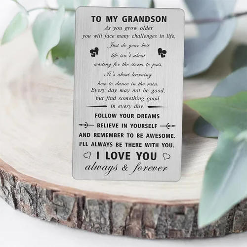 Vista 3 de CPLJW Tarjeta de regalo de cumpleaños para nieto – Never Forget I Love You – Tarjeta de felicitación de cumpleaños para nieto, regalo de abuela