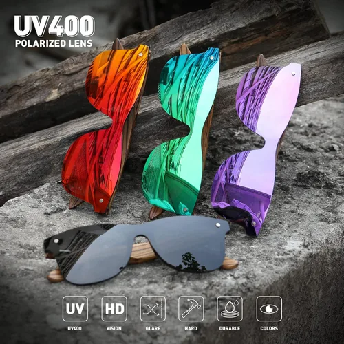 Vista 6 de Kithdia Zebra Gafas de sol de bambú de madera polarizadas para hombres y mujeres - Gafas de sol de madera S5029