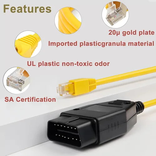 Vista 6 de AUTOXBERT ENET ESYS - Cable de interfaz Ethernet a OBD de 6.6 pies/6.6 ft para codificación BMW Serie F compatible con E-SYS ICOM ISTA+ Bootmod3