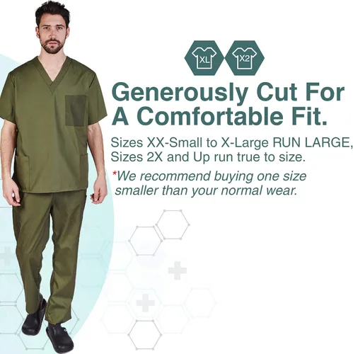 Vista 5 de Natural Uniforms Cómodo ajuste para hombre, uniforme de trabajo, 8 bolsillos