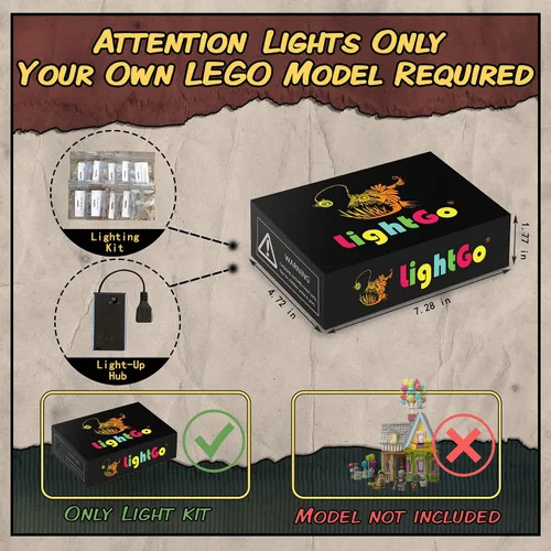 Vista 2 de LightGo Kit de iluminación LED diseñado para Lego 43217 'Up' House Building Set, no incluye modelo (versión remota)