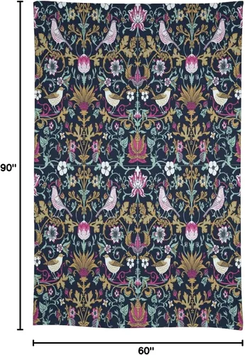 Vista 386 de Mantel Floral Retro de Pájaros, Diseño Original Bohemio William Morris Estampado Cubierta de Mesa para Hogar Picnic Fiesta Comedor Cocina William