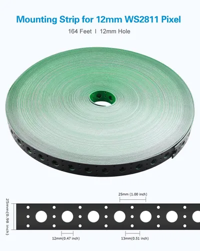 Vista 2 de ALITOVE Tira de montaje para 0.472 in WS2811 Pixel 5V 12V 24V RGB direccionable RGB LED Bullet Cadena de luces cuadradas, 164 pies/164.0 ft por