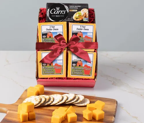 Vista 2 de Wisconsin Cheese Company - Caja de regalo 100% de queso cheddar envejecido de Wisconsin y galletas saladas - Cheddar envejecido