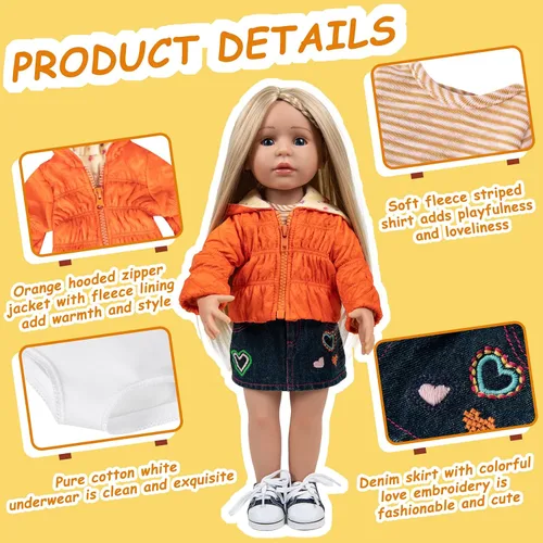 Vista 2 de Rakki Dolli - Conjunto de ropa moderna hecha a mano para muñeca