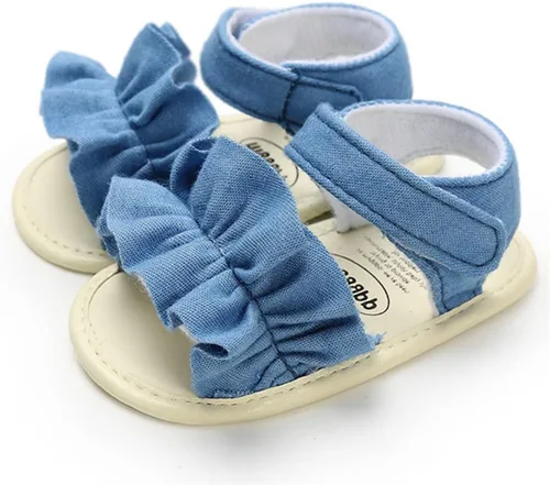 Vista 2 de COSANKIM Sandalias de verano para bebés y niñas con suela suave de flores, zapatos de vestir para cuna, recién nacidos, para recién nacidos