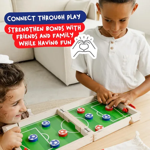 Vista 7 de Nene Toys Sling Goal, juego de disco de madera para niños y adultos, juego de mesa familiar de ritmo rápido para niños de 4 años en adelante, juego