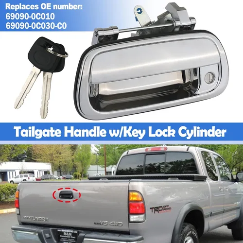 Vista 3 de Osompar Manija Exterior de Portón Trasero con Cilindro de Cerradura con Llave Compatible con Toyota Tundra 2000-2006 Reemplaza 69090-0C010