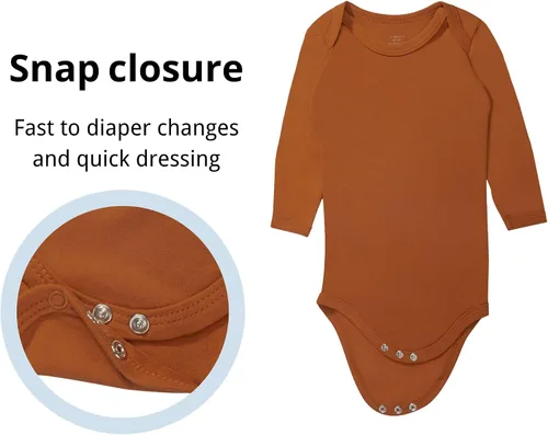 Vista 4 de GUISBY Body para bebé, body de manga larga de rayón para niños y niñas de 0 a 24 meses