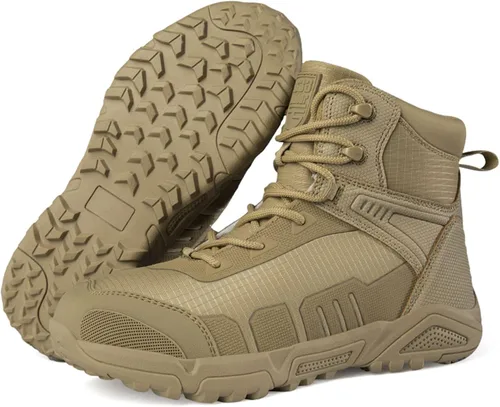 Vista 2 de Kervaky Botas tácticas militares para hombre, ligeras, transpirables, impermeables, para senderismo, botas de combate, botas de trabajo