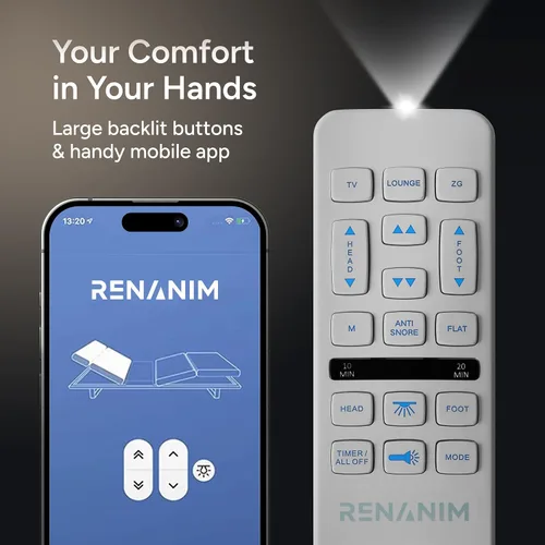 Vista 5 de Base de cama ajustable inteligente con doble masaje eléctrico - USB, luz debajo de la cama, gravedad cero, control de aplicación, inclinación