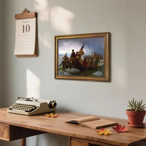 Vista 6 de George Washington Cruzando el Delaware Póster - Pósteres de la Guerra Revolucionaria, Arte de Pared Clásico Retro, Historia, Impresión en Lienzo