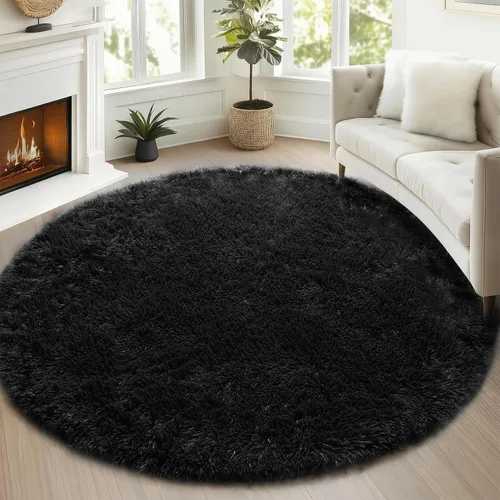 Vista 93 de ONASAR - Alfombra de pasillo negra de 2 x 6 pies, esponjosa, lavable, ultrasuave, afelpada, peluda, tapete para bebés, dormitorio de niños, armario