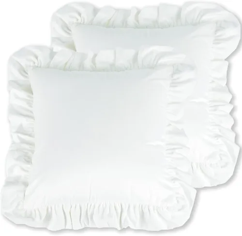 Vista 18 de Jemiipee Juego de 2 fundas de almohada de terciopelo con volantes para sofá, juego de 2 fundas de almohada decorativas con volantes de 18 x 18