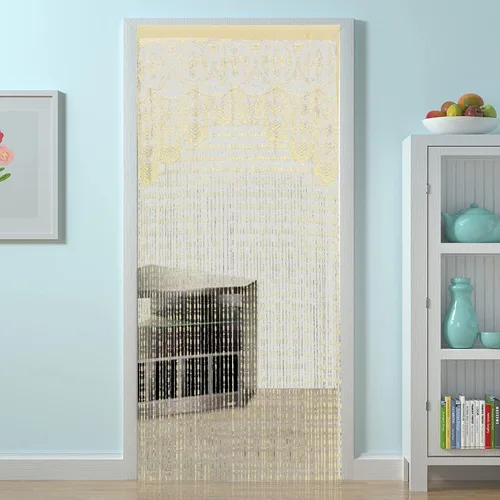 Vista 9 de HSYLYM - Cortina de puerta de encaje para privacidad, estilo macramé boho, para ventanas y como separador de paredes, cubre ventanas y puertas