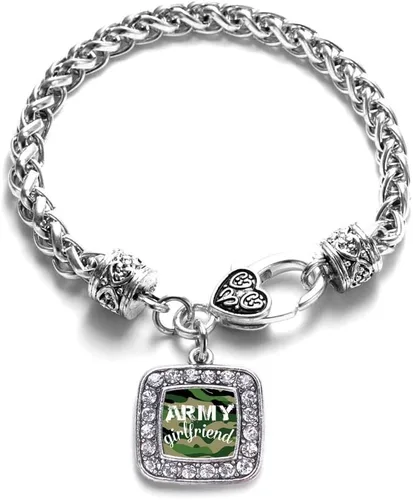 Vista 179 de Pulsera de dijes cuadrados de plata con joyería de circonita cúbica