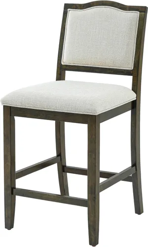 Vista 9 de Juego de 2 taburetes de bar de altura de mostrador, sillas de comedor rústicas con marco de madera de goma, respaldo ergonómico para isla de cocina
