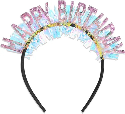 Vista 19 de CIEHER Diadema de corona de cumpleaños para mujeres y niñas, tiara con decoraciones - negro