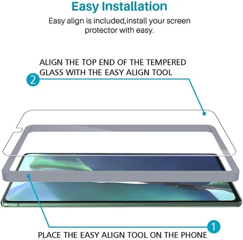 Vista 6 de Paquete de 4 protectores de pantalla de vidrio templado L4K + 2 protectores de lente de cámara compatibles con Samsung Galaxy Note 20, nueva