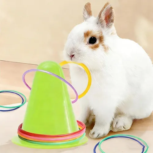 Vista 3 de Juguete interactivo de conejo para conejos, anillo de conejo, anillo de entrenamiento de 5 conejos, juguete adecuado para juegos en interiores