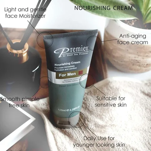 Vista 3 de Premier Dead Sea - Set de regalo para el cuidado de la piel de los hombres, paquete de 3: crema nutritiva, crema de afeitar, limpiador facial