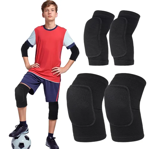 Vista 4 de obmwang Set de rodilleras de voleibol y coderas de voleibol para niños, jóvenes, voleibol, yoga, baile, fútbol, baloncesto, correr, pequeño