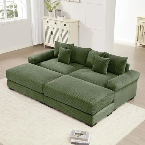 Vista 64 de ODUSE-DAILY Sofá modular de gran tamaño de 117.3 pulgadas, sofás modulares grandes de pana para sala de estar, sofás de 3 plazas, moderno juego