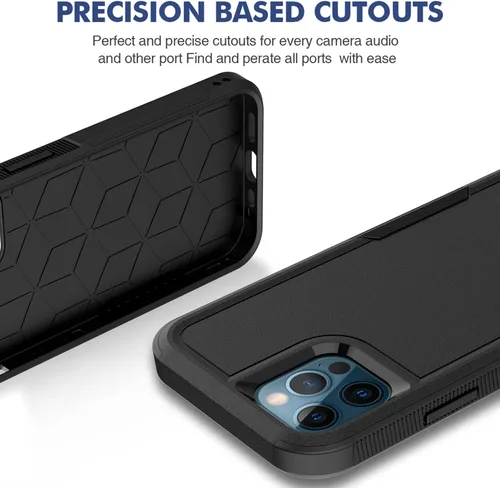 Vista 6 de MDCN Funda para iPhone 12 / iPhone 12 PRO: funda protectora de doble capa resistente para teléfono celular, a prueba de golpes, resistente