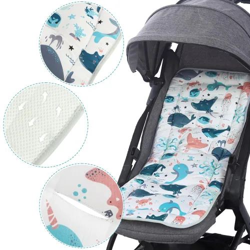 Vista 2 de Forro universal para asiento de cochecito, reversible, transpirable, lavable, tapete de inserción para cochecito de bebé