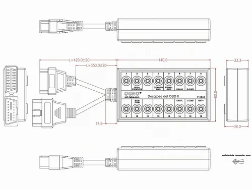 Vista 4 de Caja de diagnóstico del estallido de OBD-II, detector del probador del pinout OBD2