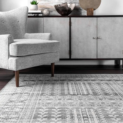 Vista 5 de nuLOOM Melina - Alfombra griega envejecida, 2 x 6 pies, gris