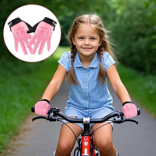 Vista 4 de Guantes de ciclismo deportivos para niños, antideslizantes, para niños y niñas, guantes de pesca para niños, ciclismo, escalada, equitación