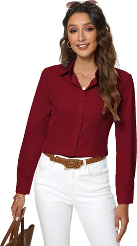 Vista 2 de Camiseta de manga larga con botones, simple, elástica, casual para mujer de Atnlewhi