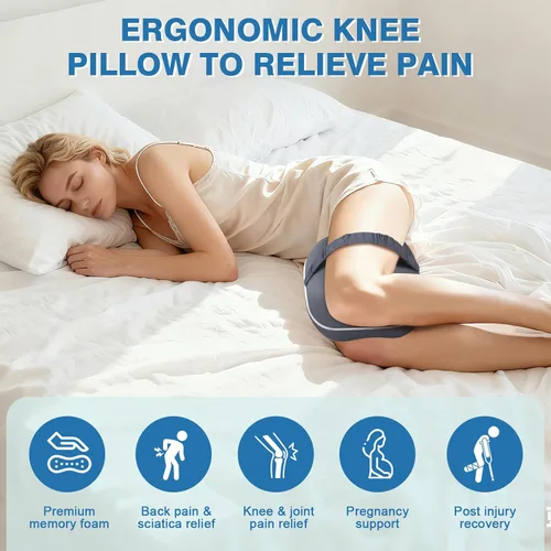 Vista 2 de SereneCloud Knee Pillow for Side Sleepers, Memory Foam Knee Pillow, Leg Pillows for Sciatica, Back, Hip, Knee & Ankle Pain Relief