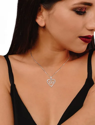 Vista 4 de INFUSEU Collares de plata de ley con números de ángel para mujeres y niñas, joyería de numerología, tu número de la suerte