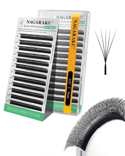 Vista 107 de NAGARAKU Extensiones de pestañas prefabricadas en abanico 3D W 0.05 C 0.315 0.05-C 3D W