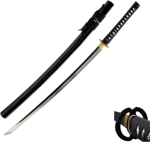 Vista 18 de HMS Espada Katana Samurai Japonesa Finely finished blades in 1045, 1095 or Damascus steel for dojo practice and display; includes protective sword
