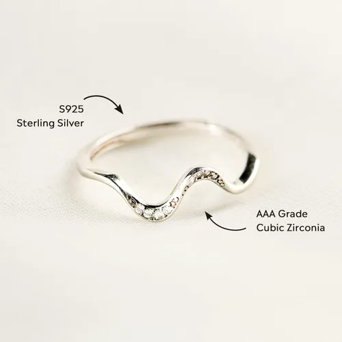 Vista 5 de STORYJEWELLERY Friendship Wave Ring, Best Friend Rings, Silver Ocean Wave Ring for Women, Best Friend Birthday Gifts for Women, Friendship Gifts for