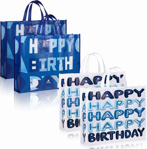Vista 9 de Kajaia Bolsas de regalo de cumpleaños extra grandes, reutilizables, jumbo, grandes, suministros de fiesta de feliz cumpleaños, tela no tejida