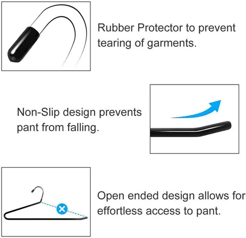 Vista 5 de Perchas metálicas antideslizantes para pantalones, paquete de 20