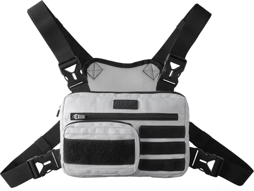 Vista 9 de Fitdom Paquete de Pecho Deportivo Utilitario Inspirado en Táctica. Bolsa de Pecho Para Hombres Con Soporte Para Teléfono Incorporado. Este Chaleco